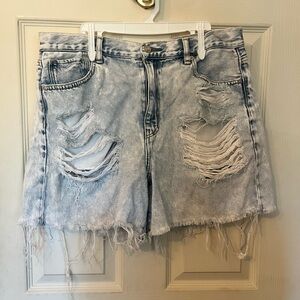 American Eagle Outfitters Light Blue Distressed Jean Shorts